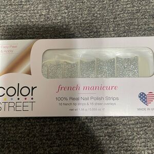 Color Street Diamond District French manicure nail strips silver sparkle
